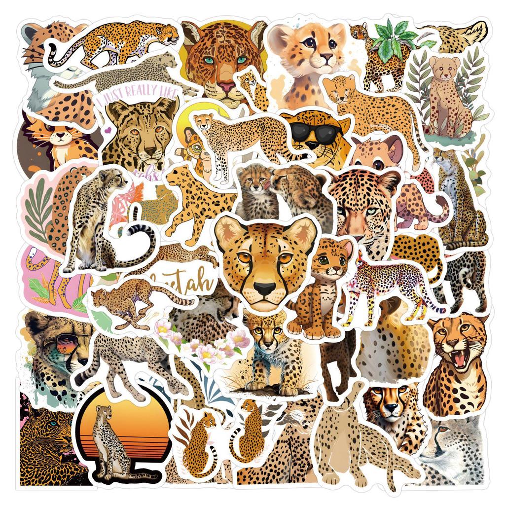 60 Cartoon Leopard Waterproof Stickers for Decoration and Stationery