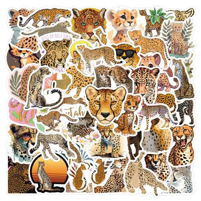 60 Adesivi Impermeabili a Forma di Leopardo Cartone Animato per Decorazione e Cancelleria