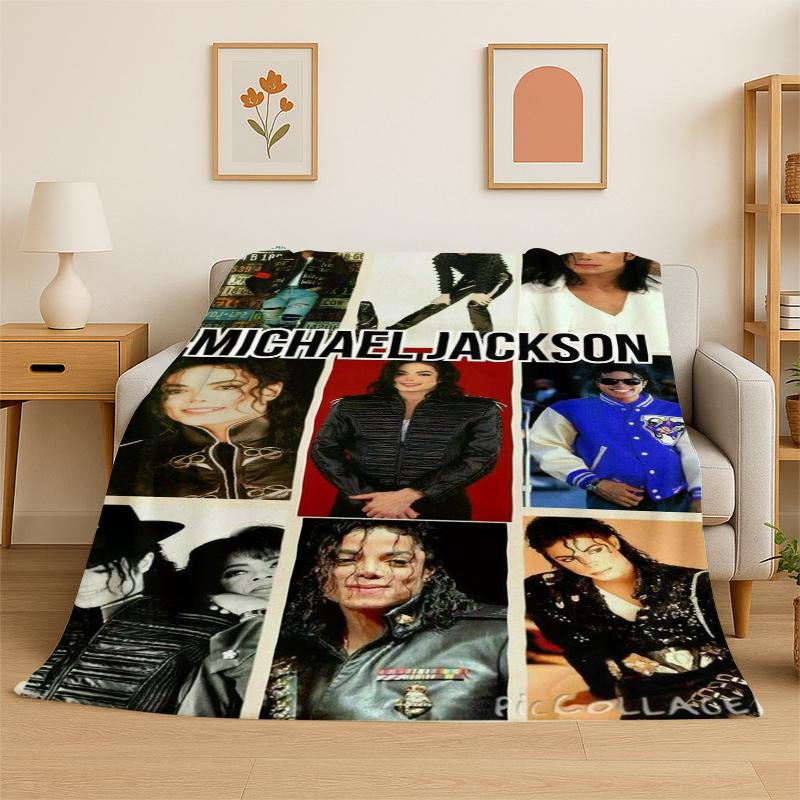 King of Pop Star MJ Michael Jackson Flannel Blanket Soft Warm Throw Blanket for Bedroom Living Room Bed Travel Camping Picnic