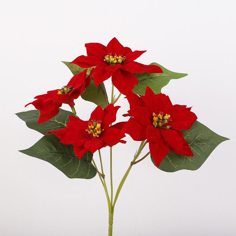 Velvet Poinsettia Christmas Wedding Bouquet - Artificial Flower Decoration.