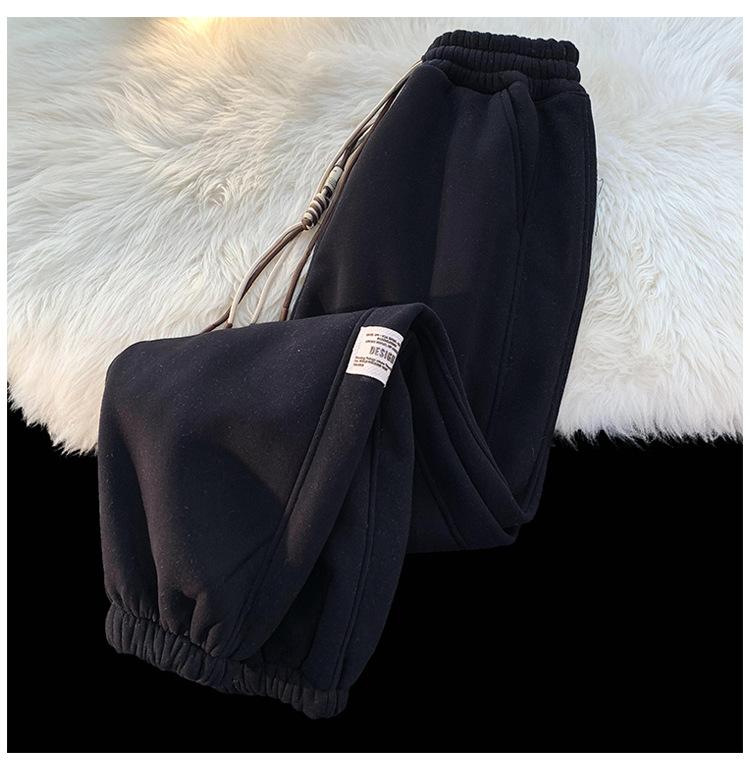 American Style Vintage Velvet Sweatpants Women Fashion Loose Autumn Winter Trouser Thicken Casual Pants Tide