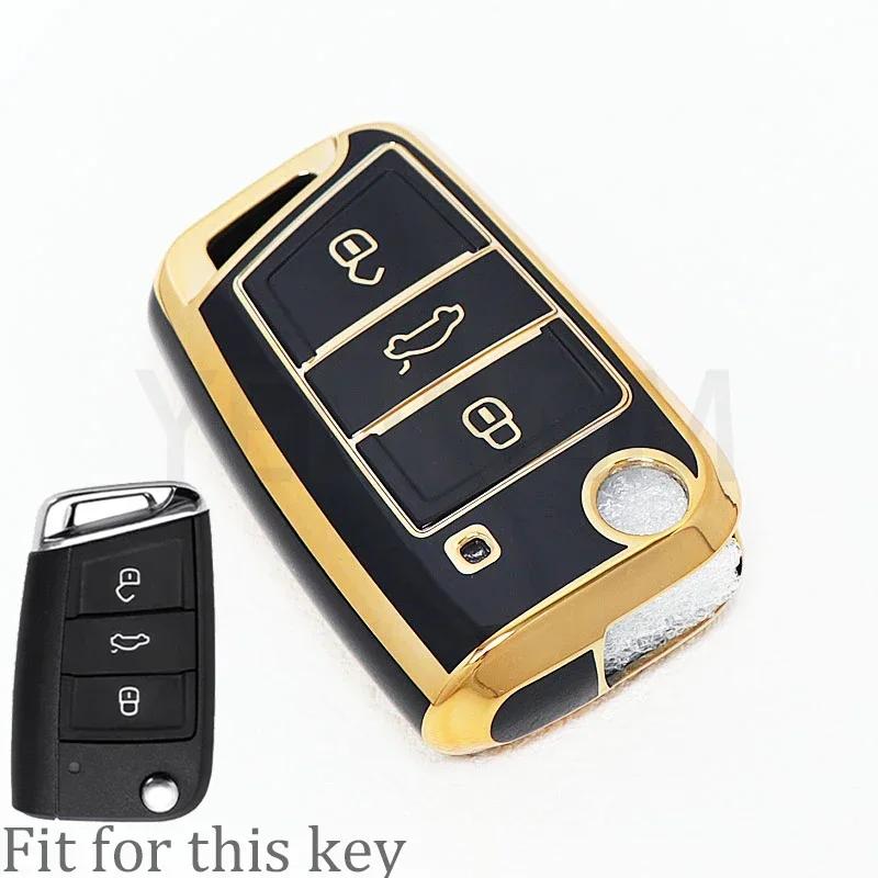 Tpu Car Shell Fob Key Case Full Cover For Vw Volkswagen Golf 7 Mk7 Tiguan Mk2 For Seat Ateca Leon Fr 2 Ibiza For Skoda Octavia