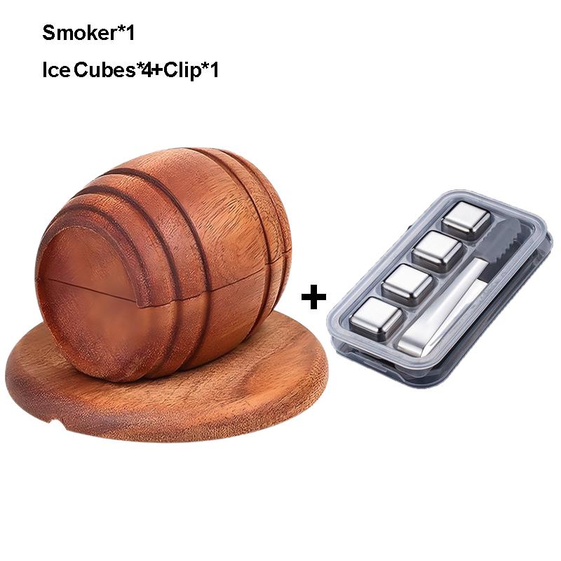 Bourbon Whiskey Smoker Kit - with Ice Ball Mold Old Fashioned Chimney Drink Smoker Infuser for Cocktails and Bar Kitchen Tools