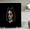 Gothic Horror Shower Curtain Creepy Halloween Decor Spooky Victorian Skull Vanity Backdrop Dark Aesthetic Room Divider Wall Tape