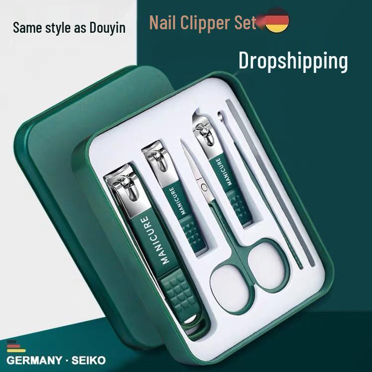 

German Seiko 4-Piece Anti-Splash Nail Clipper Set: Includes Flat and Oblique Clippers