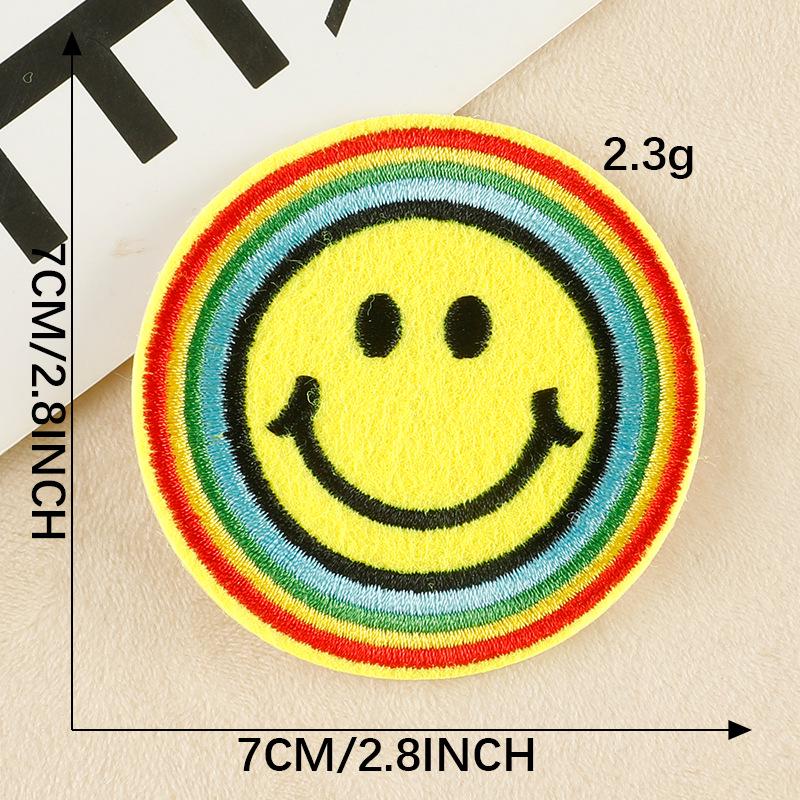 Patch Bordado de Rosto Sorridente de Desenho Animado para Chapéus, Bolsas e Roupas