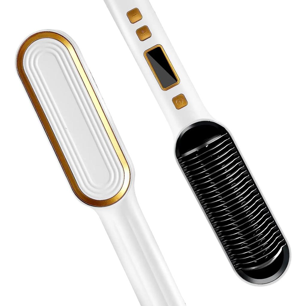 Hair Straightener Brush Anti-Scald Ionic Hair Straightener Comb LED Screen Fast Heating Straightening Brush Women Hairstyle Tool