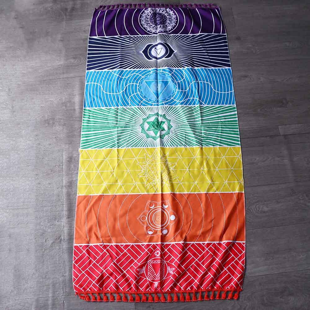 Comfortable Travel Rainbow Tapestry Floor Mat Yoga Carpet Beach Towel Rug Meditation Carpet