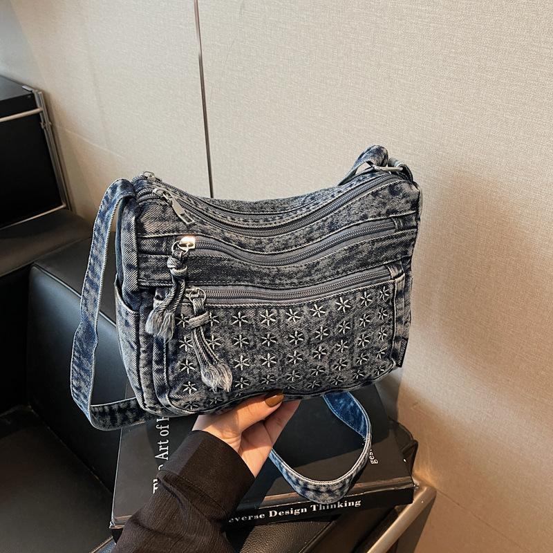 Women's Crossbody Bag Denim Bag Commuter Solid Color Shoulder Crossbody Bag