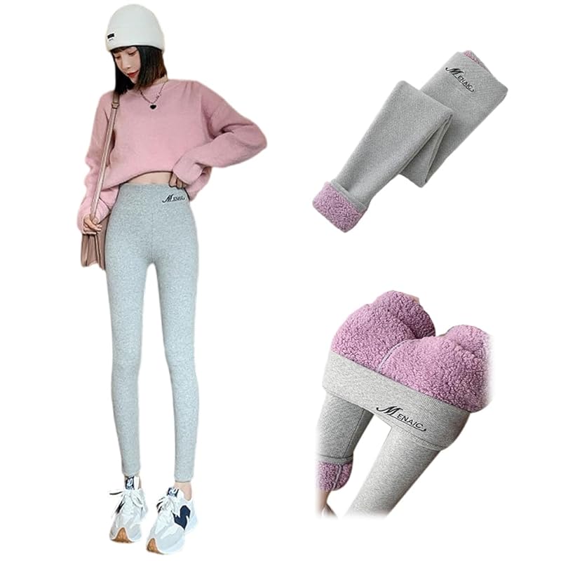 

[FEISEDY] Was it warm pants Fleece-lined pants ladies super thick high waist leggings bottom of pants thermal inner for winter long spats warm cold