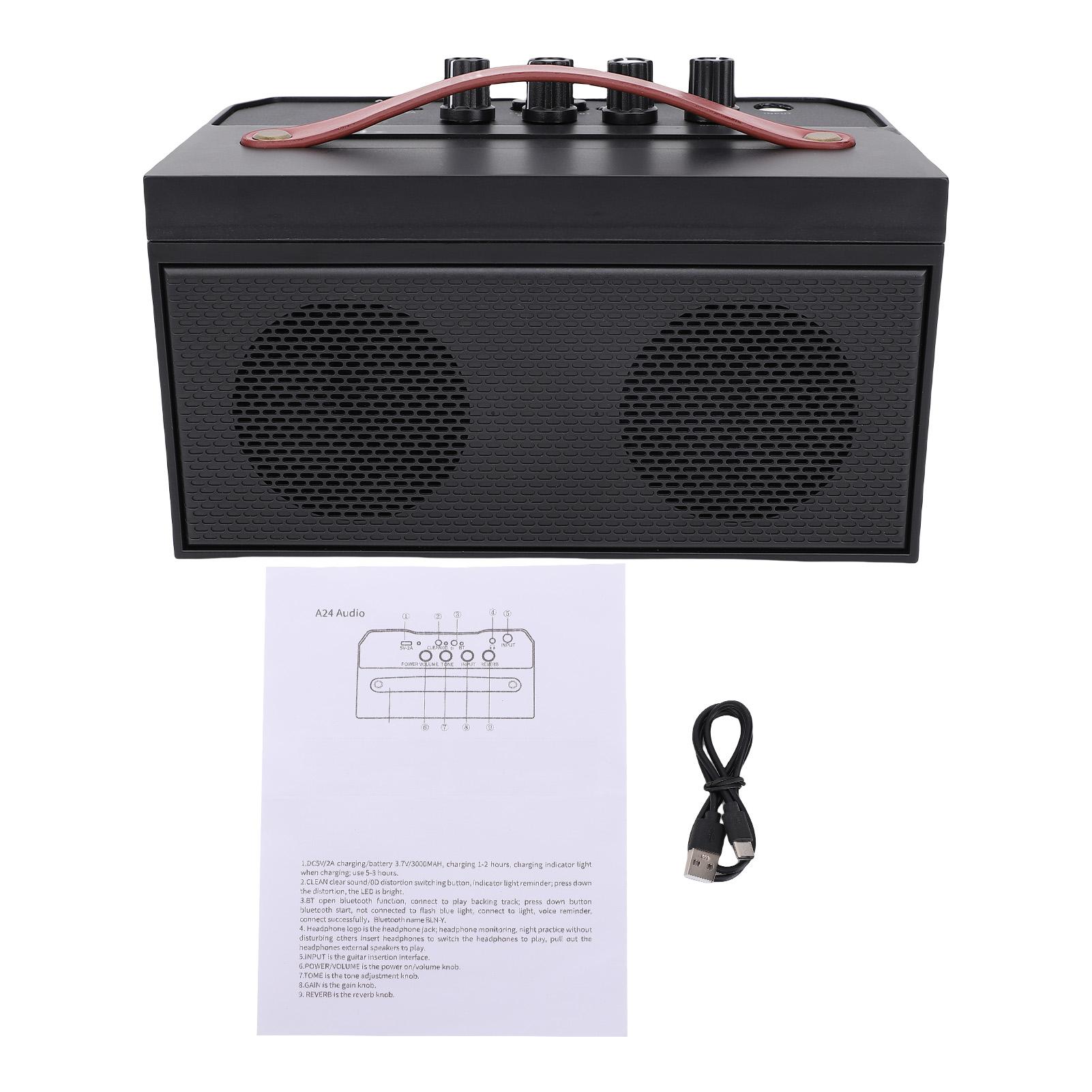 30W Electric Guitar Amplifier Portable Acoustic Guitar BT Speaker with Reverb Distortion Clean Function Guitar Accessories чёрный