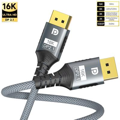 Displayport 2.1 16K DP-Kabel 8K@120Hz/60Hz 4K@240Hz 80Gbps HDR Video-Audio-Kabel für Laptop Xbox Projektor Gaming-Monitor Video