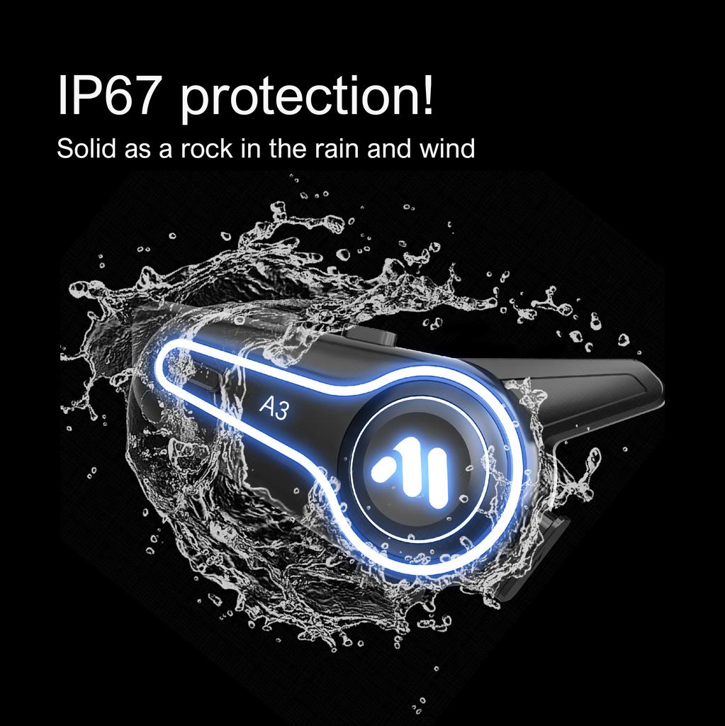 New A3 Motorcycle Helmet Bluetooth Headset Noise Reduction Waterproof Wireless 5.4 RGB Light 1000mAh Battery Music Player HIFI