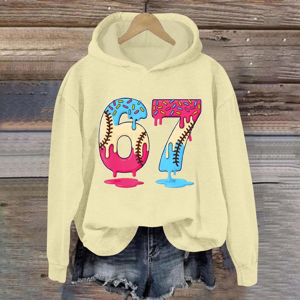 Women's Fashionable Casual Long-Sleeved Printed Hooded Sweatshirt