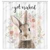 Happy Easter Bunny Shower Curtain Funny Rabbits Pink and Blue Eggs Bath Curtain Polyester Fabric Waterproof Bathroom Curtain Set
