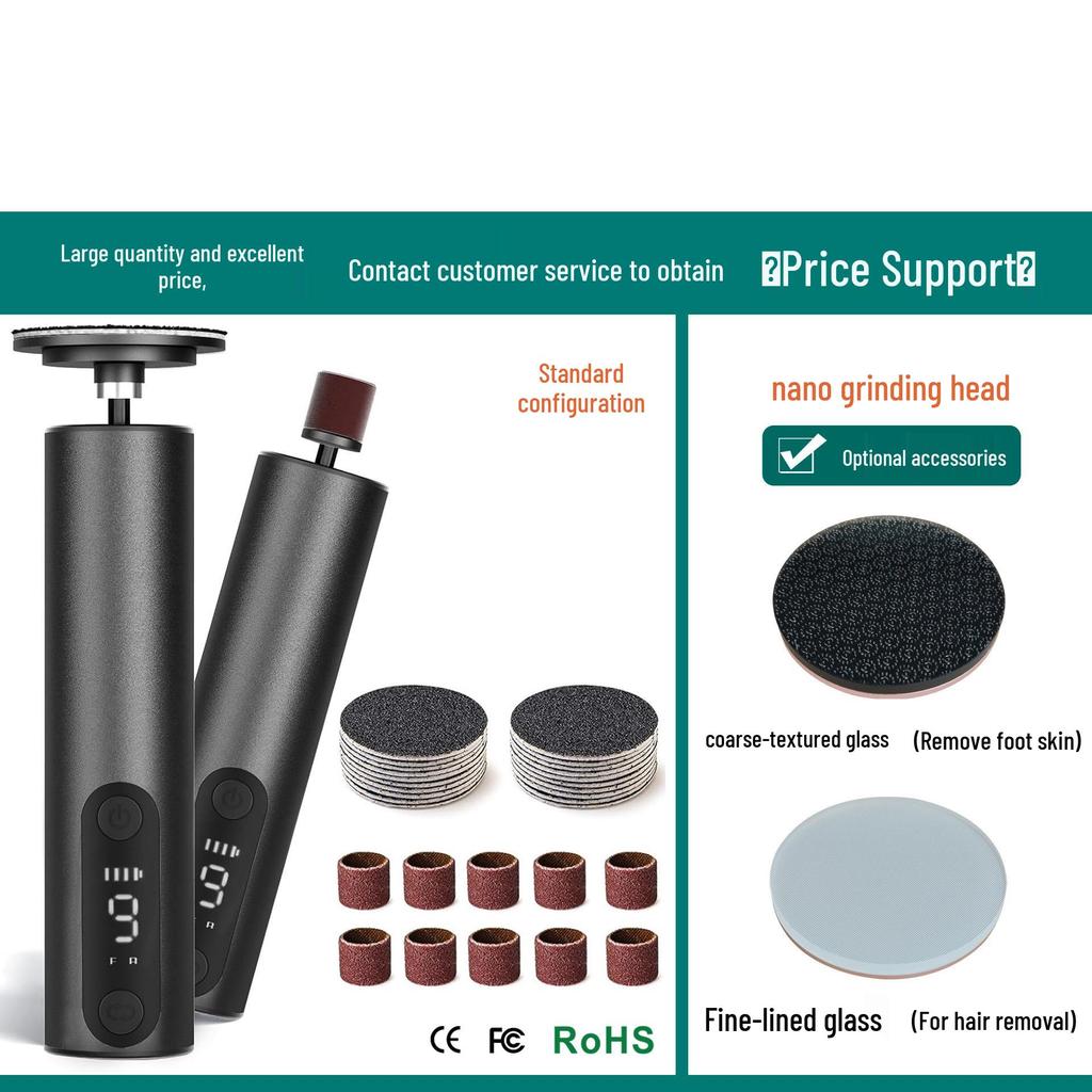 Rechargeable Electric Foot Scrubber & Grinder with Screen Display - Dual Function Pedicure/Manicure Tool with New Metal Body