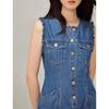 INMAN French Elegant Round Neck Sleeveless Denim Dress