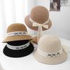 New fashion casual bow decorative webbing straw hat outdoor travel breathable small fresh sunshade sunscreen hat