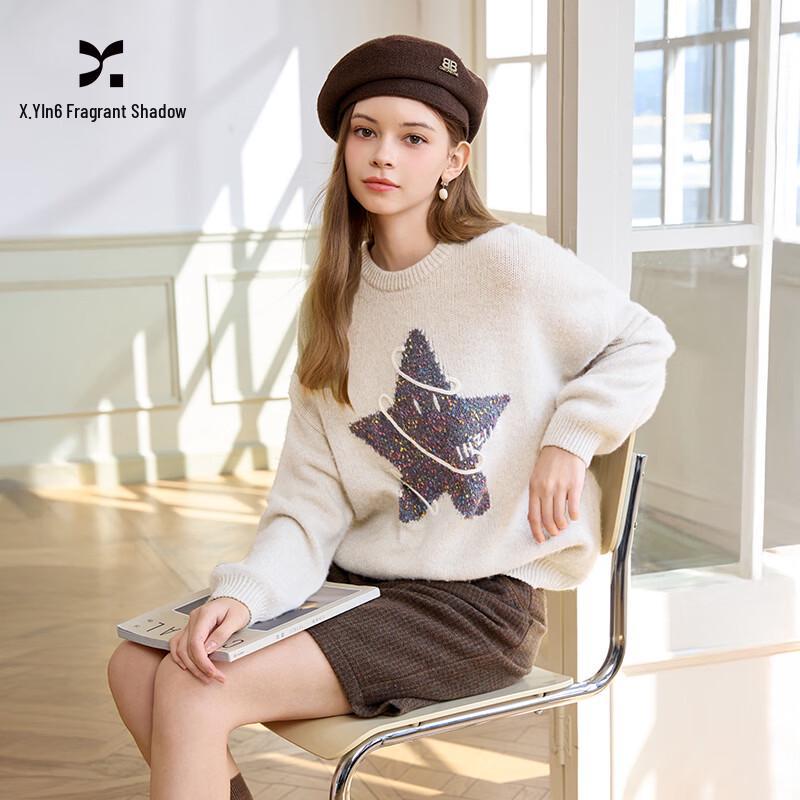 Xiangying Women s Star Jacquard Knit Pullover S