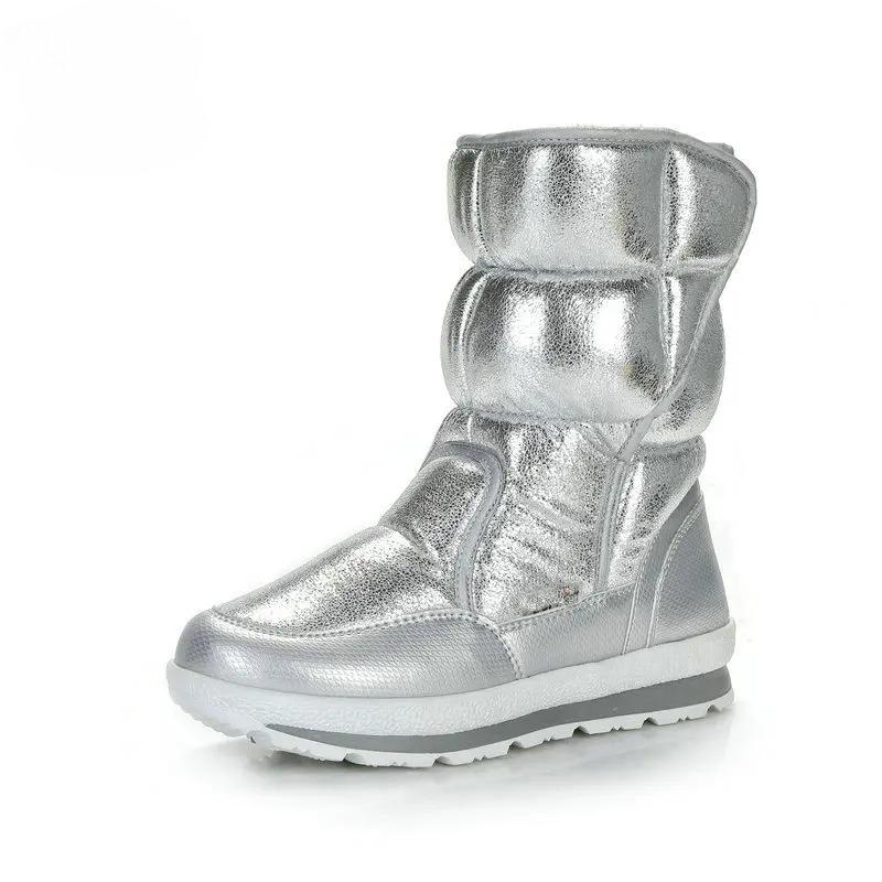 Winter Boots Silver Color Women Snow Boots Fur Insole Lady Warm Shoes Girl Fashion Mid-High Free Shipping Nice Looking