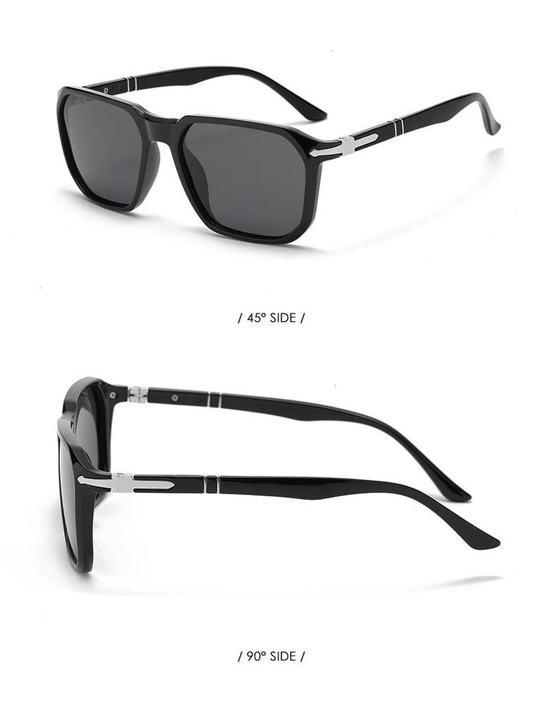 2025 Square Frame Polarized Photochromic Sunglasses for Outdoor Driving and Fishing with Spring Temples