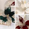 Fleurs de Poinsettia en Tissu à Paillettes de Noël 11 Pouces Grandes Artificielles à Paillettes Ornements d'Arbre de Noël pour Mariage Fête de Fin d'Année