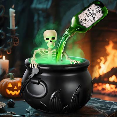Halloween Witch Bowl Magic Cauldron With Fog Maker Horror House Ornaments Indoor Home Party Scary Props Halloween Spooky Decor