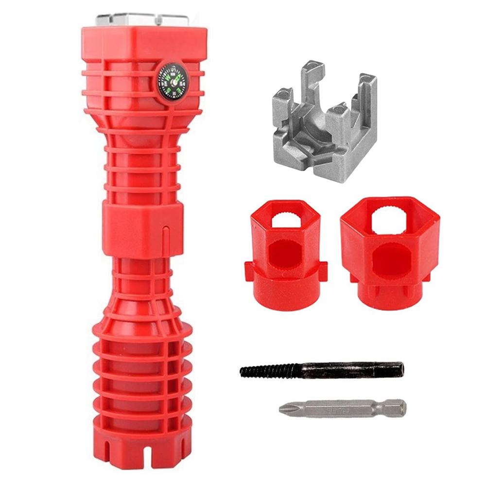 

24 в 1 трубный ключ, трубные ключи, набор для установки смесителя, раковины, демонтаж направляющей втулки тазового дна, инструмент для установки раковины красный