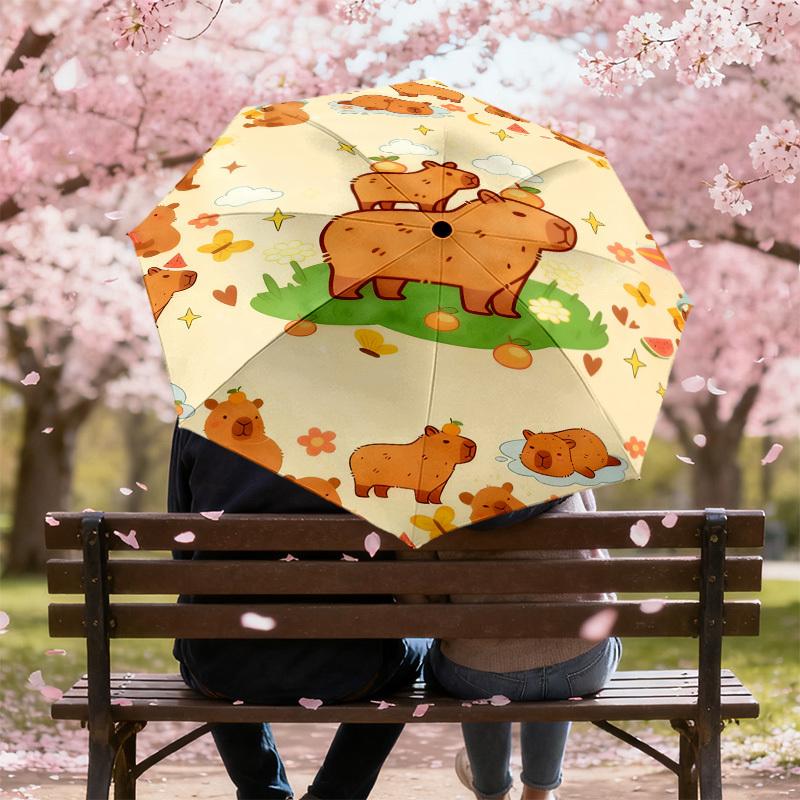 1pc Capybara Summer Pattern Umbrella Design Automatic Opening and Closing Umbrella, High-quality Travel Umbrella,  C1128153