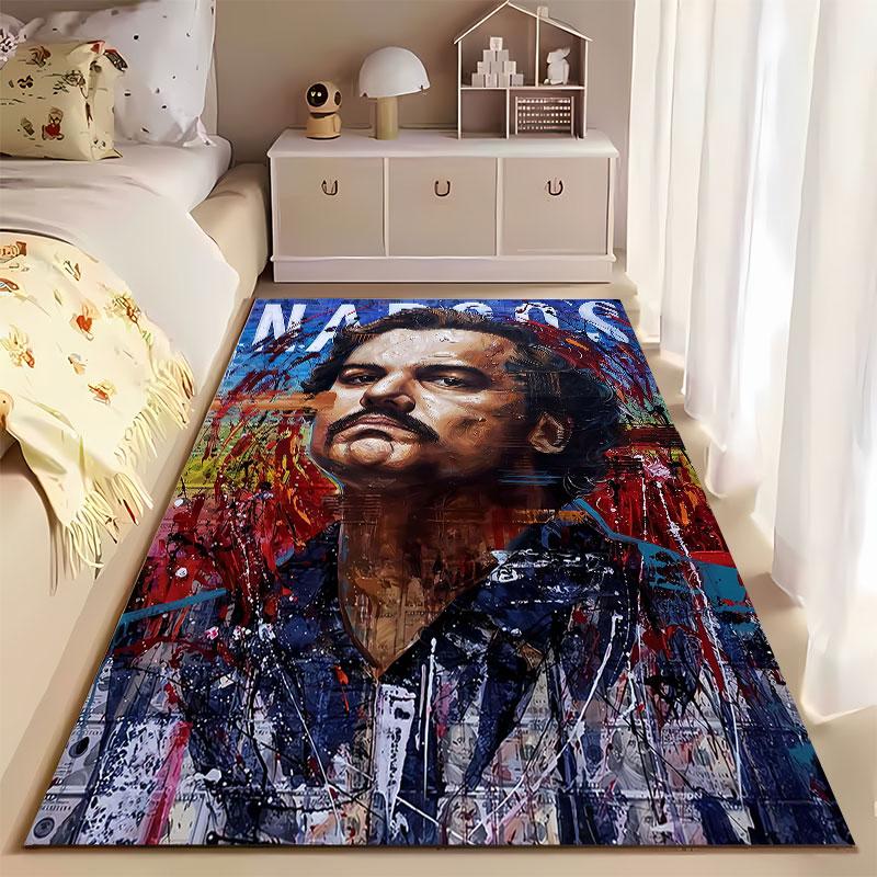 Narcos Portrait Art Carpet suitable as a non-slip mat for the living room or bedroom sofa