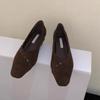 French Inner Heightened Small Square Toe Single Shoes Women's Autumn Commuting Versatile Temperament Shallow Boat Shoes