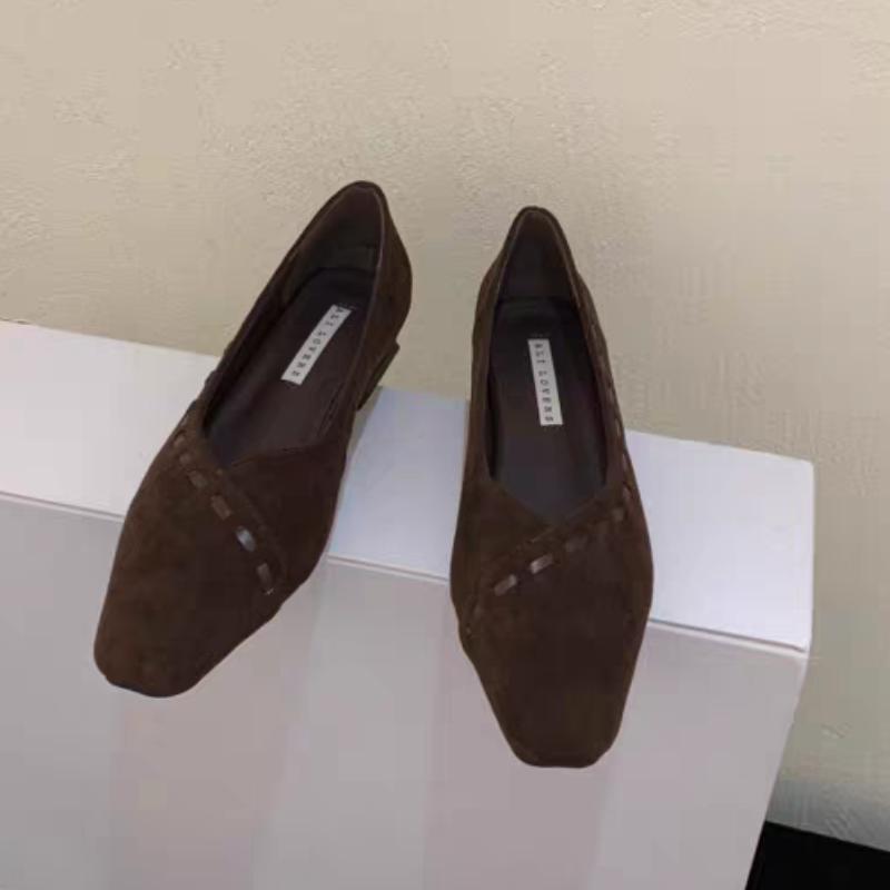 French Inner Heightened Small Square Toe Single Shoes Women's Autumn Commuting Versatile Temperament Shallow Boat Shoes