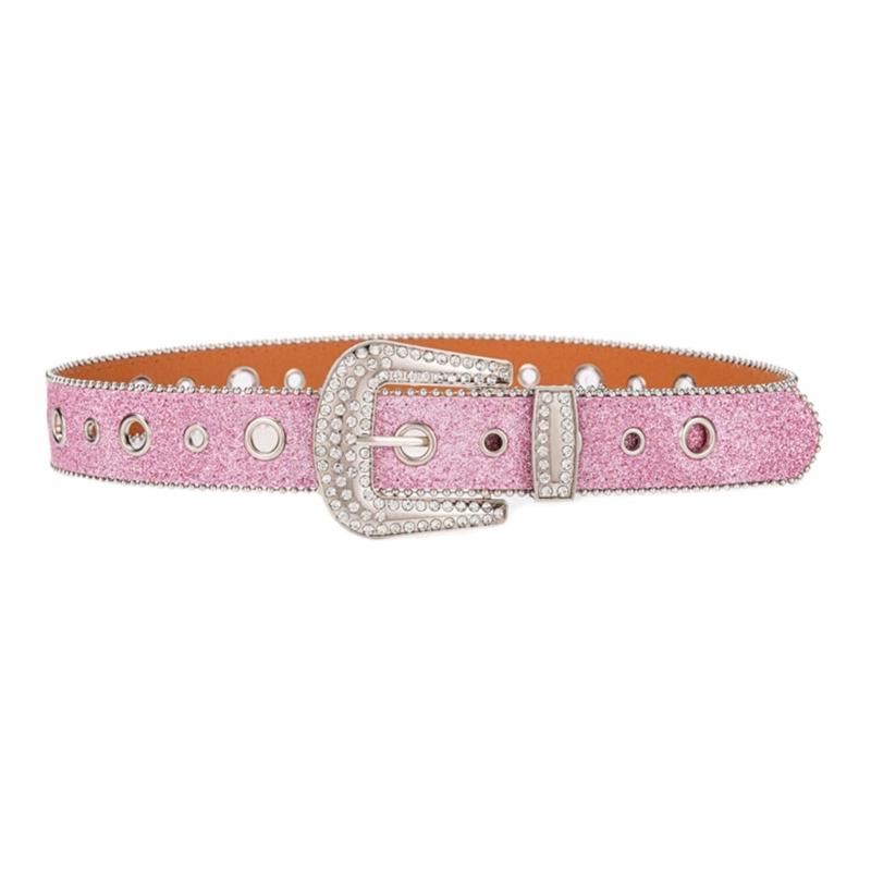 Adjust Pin Buckle Diamond Waist Belt Adult Western Full Sequin Adjustable Belt