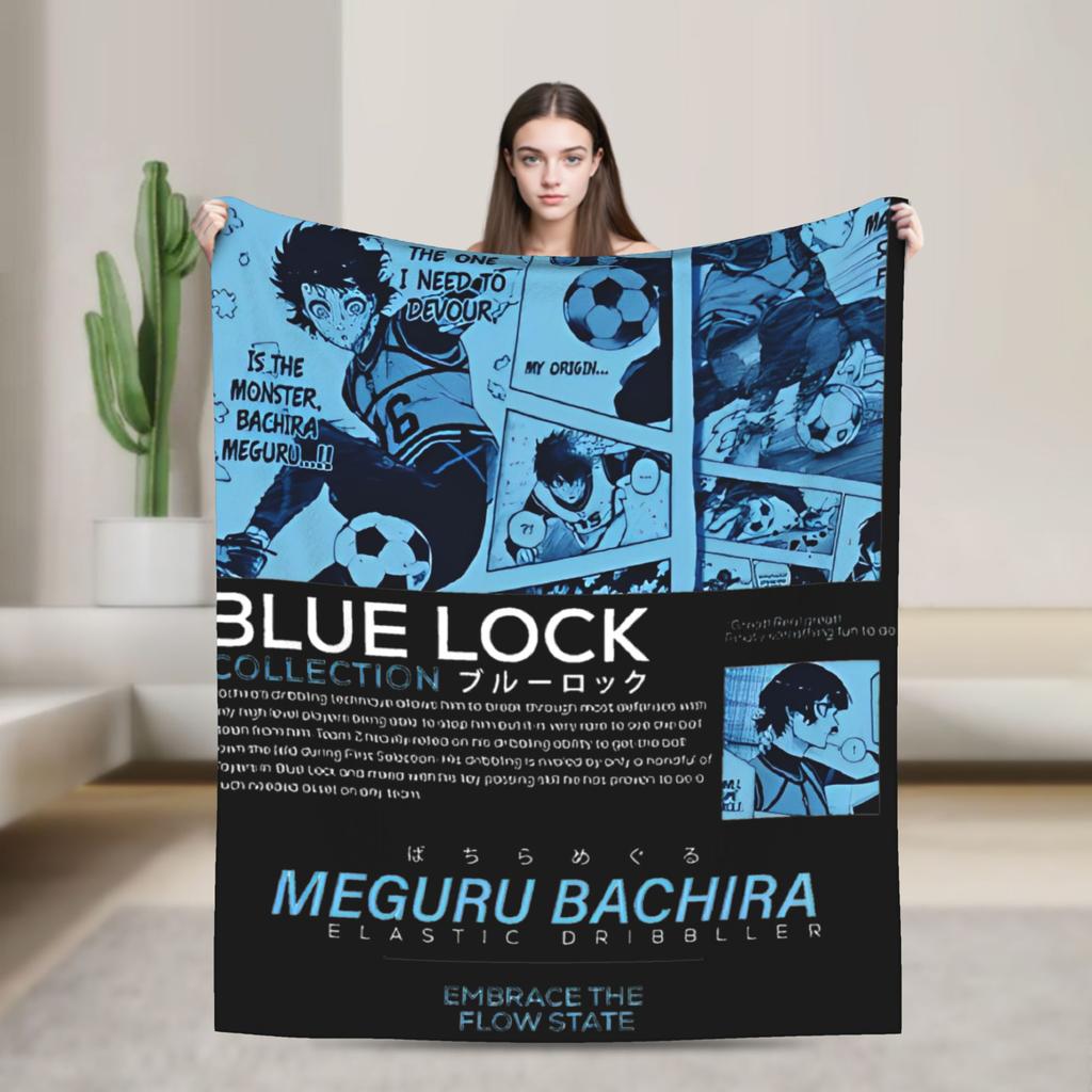 Isagi Yoichi Blue Lock  Blanket Multiple Sizes Soft Fuzzy Plush Manga Throw Blankets for Sofa Couch and Bed