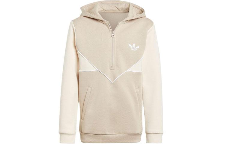 Adidas Originals Adicolor Half Zip Hoodie Sweatshirt Kids Light Umber IJ5380 152