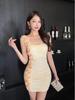 Women's Sexy Low-Cut Mesh Camisole Dress, Slimming Hip-Hugging Skirt for Nightclub 