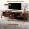 Modern TV Stand made of Solid Wood with Drawers, Classic Rounded Corners, Sturdy Wooden Legs, TV Stand with Storage Space for the Living Room.