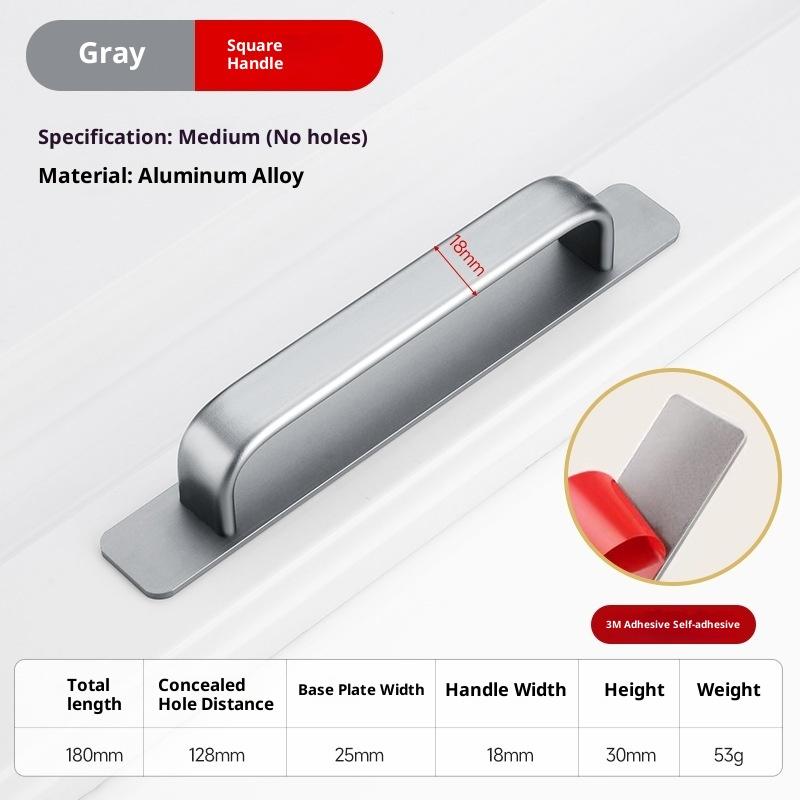 Aluminum Alloy Handle Glass Sliding Door Window Drawer Wardrobe Drill-free Push-pull Bathroom Sticker Door Handle
