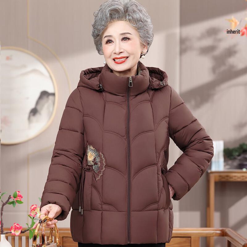 YUZHAOLIN Women s Thickened Hooded Mid-Length Winter Padded Coat 3XL кофейный