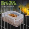 Bird Food Box Plastic Transparent Anti-Spill Parrot Feeder Hanging Parrot Spill Proof Food Box Bird Universal Feeding Boxs