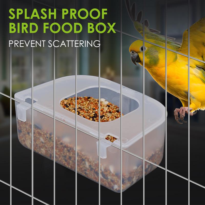 Bird Food Box Plastic Transparent Anti-Spill Parrot Feeder Hanging Parrot Spill Proof Food Box Bird Universal Feeding Boxs