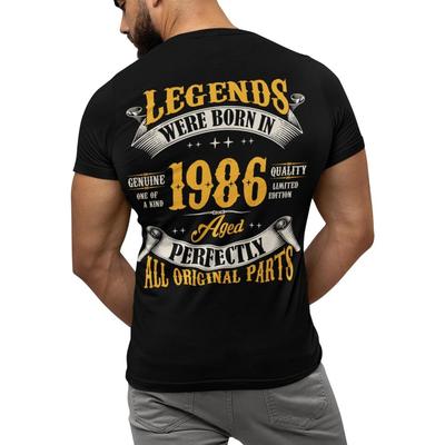 Birthday Shirt for Men Legends Were Born In 1986 or 1966 Tshirt 40 Years Old and 60 Years Old Mens Vintage Tee Backprint Tshirt