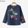ZANZEA Women V-Neck Casual Long Sleeeve Floral Blouse