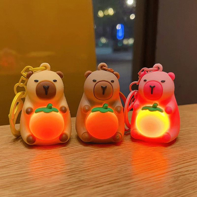 Simulation Capybara Doll Keychain Toy In The Dark Luminous Cute And Charming Adorable Mini Doll Warm Light Capybara Keychain Pendant Decoration