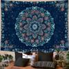 VIKAMA Navy Blue Floral Mandala Tapestry Bohemian Ethnic Style Wall Hanging for Bedroom Living Room Homestay Decor