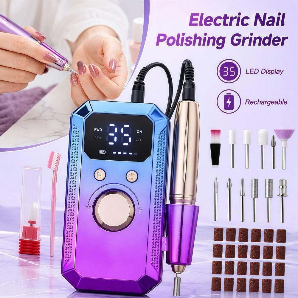LED Display Electric Nail Polishing Grinder Rechargeable Nail Grinder  Nail Tools