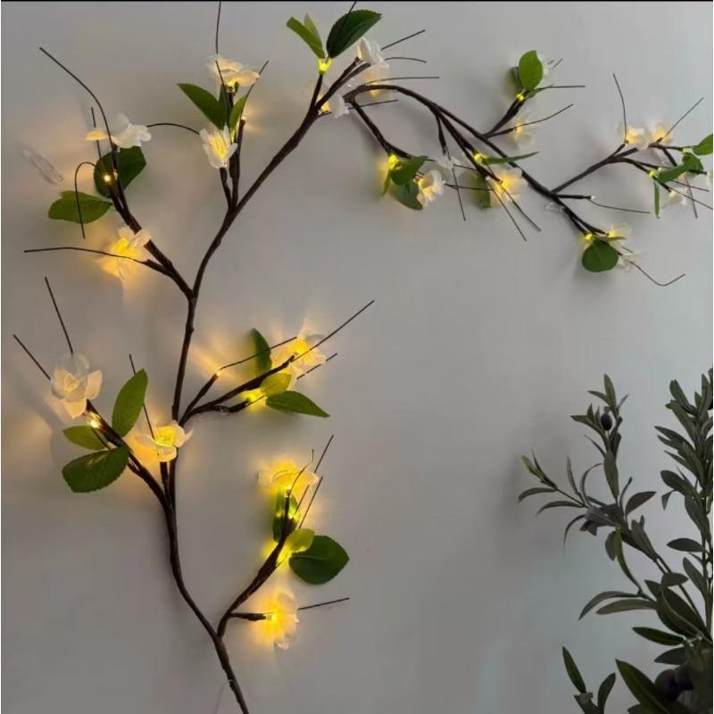 1PC Vine Light LED Styling Rattan Light Pose Leaf Plum Flower Decoration Wall Romantic Atmosphere Tree Branches 48 Lights