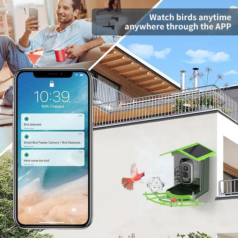 Smart Solar Bird Feeder with AI Recognition and Low Power HD Camera