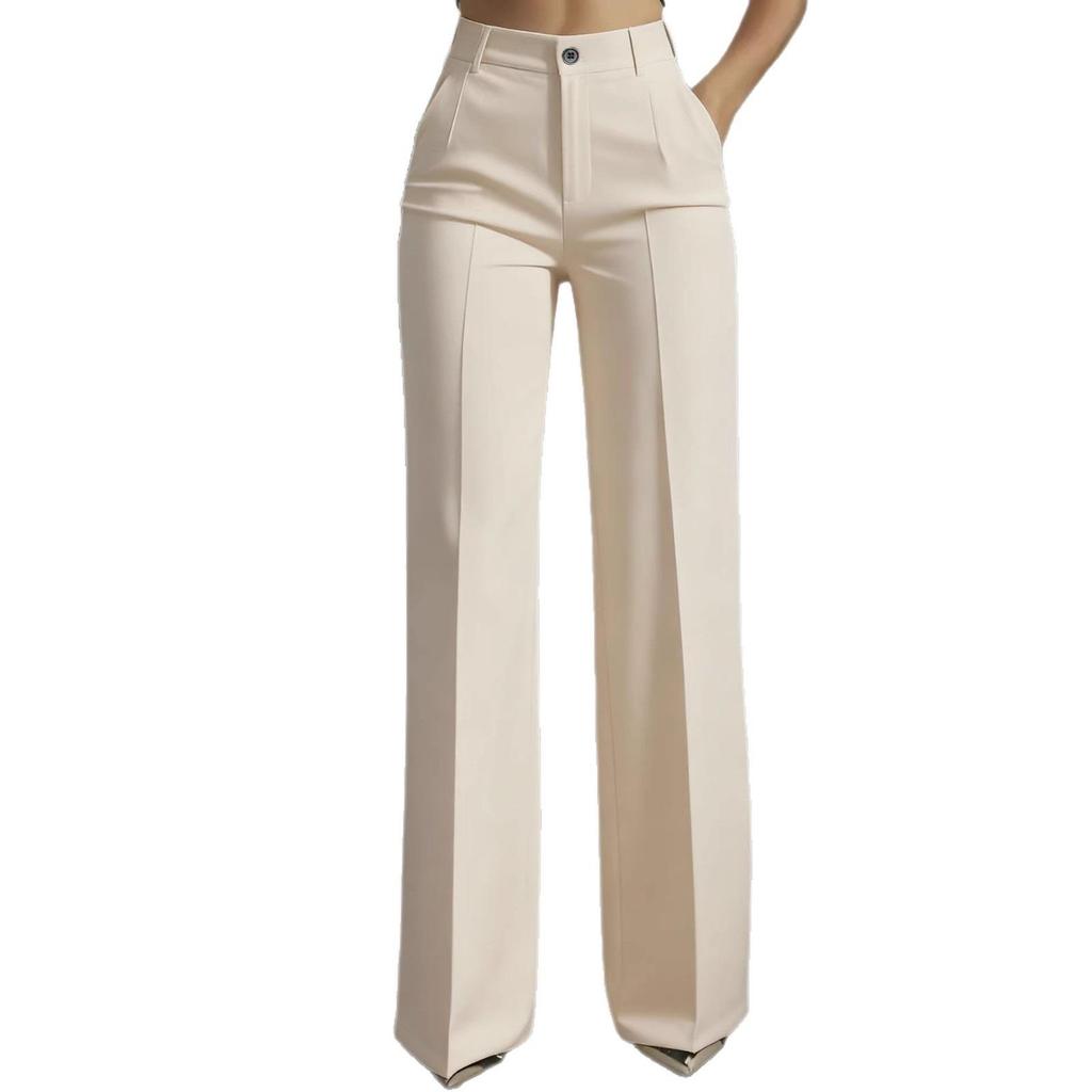 2026 Women's Plus Size High-Waisted Drapey Slimming Straight Trousers - European & American Style
