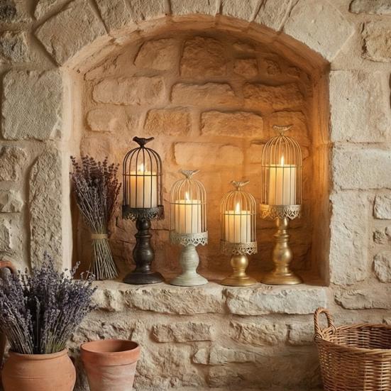 Yousheng Birdcage Candle Holder, Vintage Iron Candle Stick Holder, Decorative Wedding Candle Centerpiece for